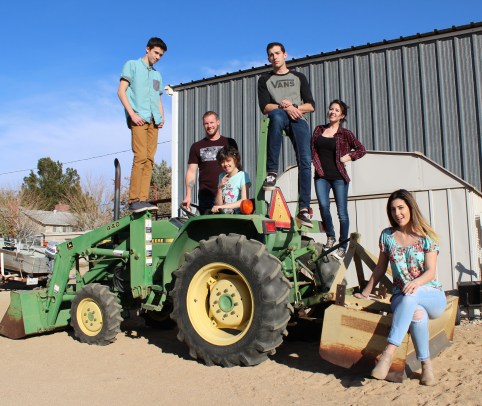 All the kids on the tractor.